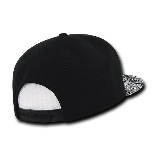 Decky 1093 Bandanna Bill Snapback Hat, 6 Panel Paisley Flat Bill Cap