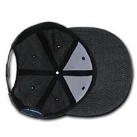 Decky 1094 Washed Denim Snapback Hat, 6 Panel Denim Flat Bill Cap