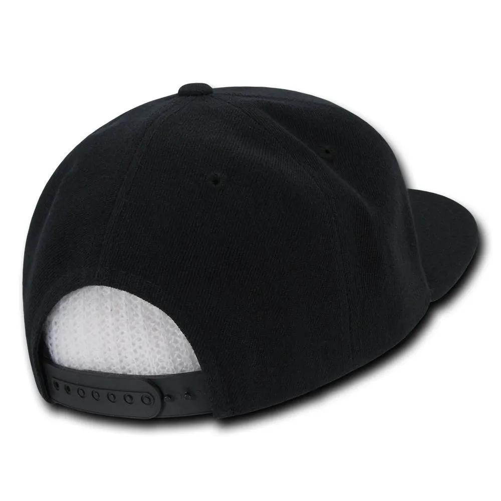 Decky 1096 Patch Snapback Hat, 6 Panel Flat Bill Cap - CASE Pricing