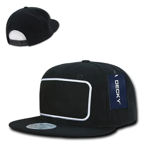 Decky 1096 Patch Snapback Hat, 6 Panel Flat Bill Cap - CASE Pricing