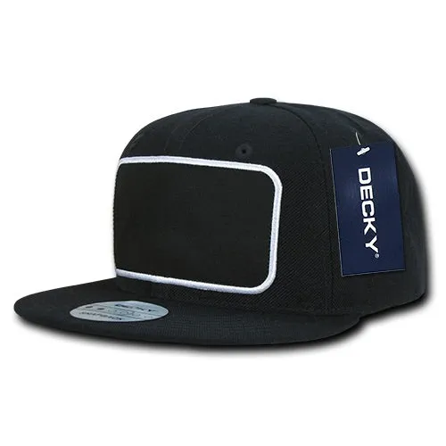 Decky 1096 Patch Snapback Hat, 6 Panel Flat Bill Cap