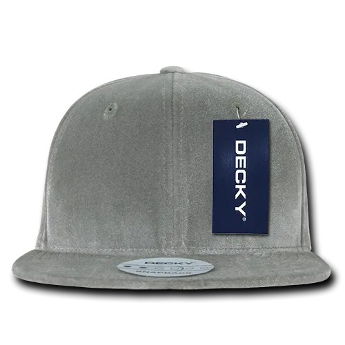 Decky 1097 Velvet Snapback Hat, 6 Panel Velvet Flat Bill Cap