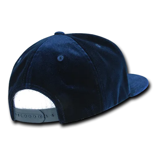 Decky 1097 Velvet Snapback Hat, 6 Panel Velvet Flat Bill Cap