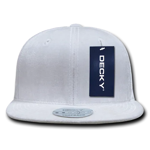 Decky 1097 Velvet Snapback Hat, 6 Panel Velvet Flat Bill Cap