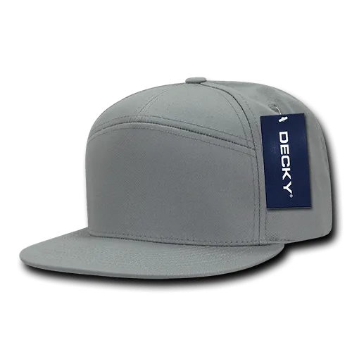 Decky 1098 7 Panel Flat Bill Hat, Snapback, 7 Panel High Profile Structured Cap - PALLET Pricing