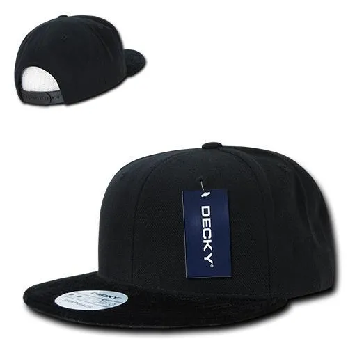 Decky 1100 Velvet Visor Snapback Hat, 6 Panel Velvet Flat Bill Cap