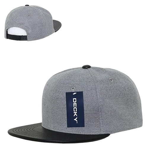 Decky 1115 Melton Vinyl Snapback, 6 Panel Vinyl Flat Bill Cap - CASE Pricing