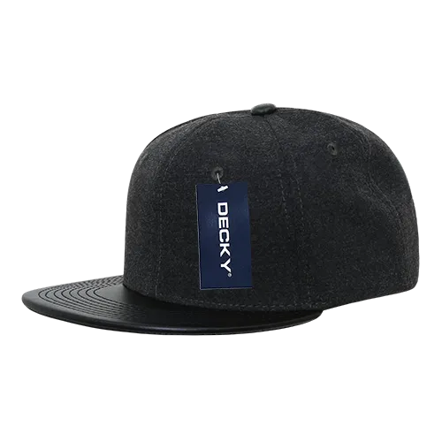 Decky 1115 Melton Vinyl Snapback, 6 Panel Vinyl Flat Bill Cap - CASE Pricing