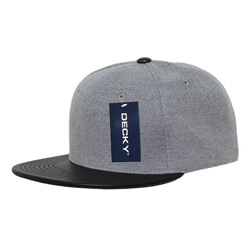 Decky 1115 Melton Vinyl Snapback, 6 Panel Vinyl Flat Bill Cap - CASE Pricing