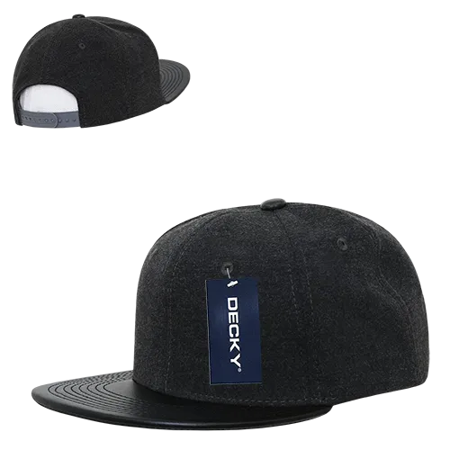 Decky 1115 Melton Vinyl Snapback, 6 Panel Vinyl Flat Bill Cap - CASE Pricing