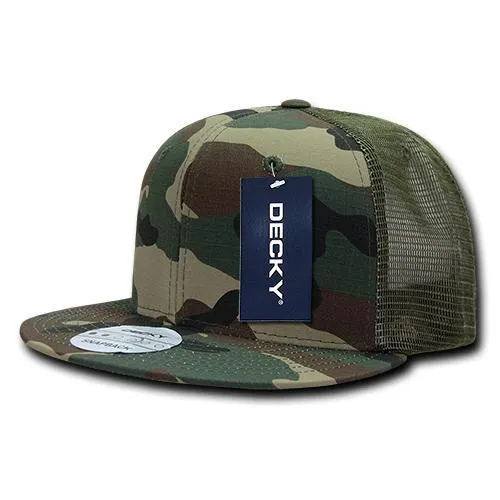 Decky 241 - Ripstop Flat Bill Trucker Cap, 6 Panel Ripstop Trucker Hat - CASE Pricing