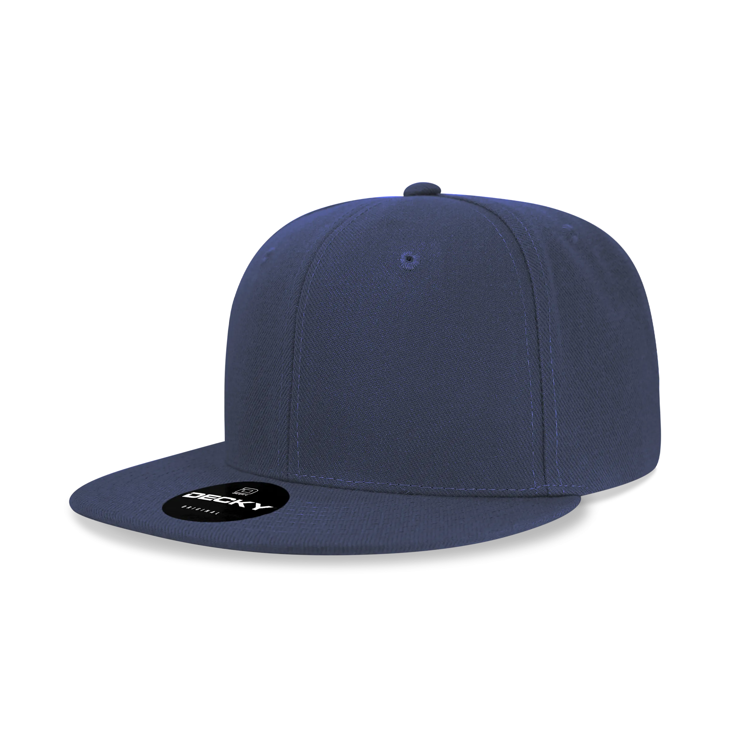 Decky 362 - Solid Color Snapback Hat, 6 Panel Flat Bill Cap