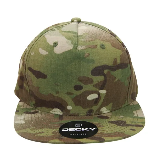 Decky 6303 MultiCam 5 Panel Snapback Hat, Camo Flat Bill Cap