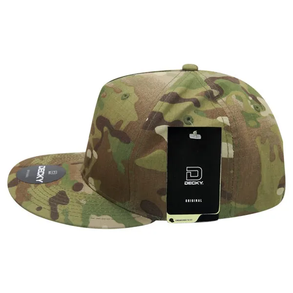 Decky 6303 MultiCam 5 Panel Snapback Hat, Camo Flat Bill Cap