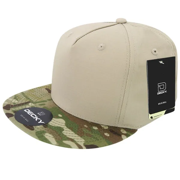 Decky 6303 MultiCam 5 Panel Snapback Hat, Camo Flat Bill Cap