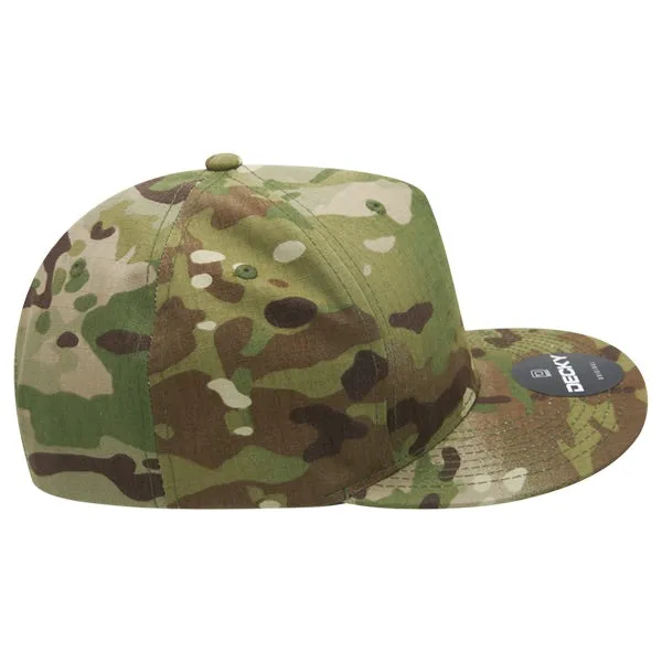 Decky 6303 MultiCam 5 Panel Snapback Hat, Camo Flat Bill Cap