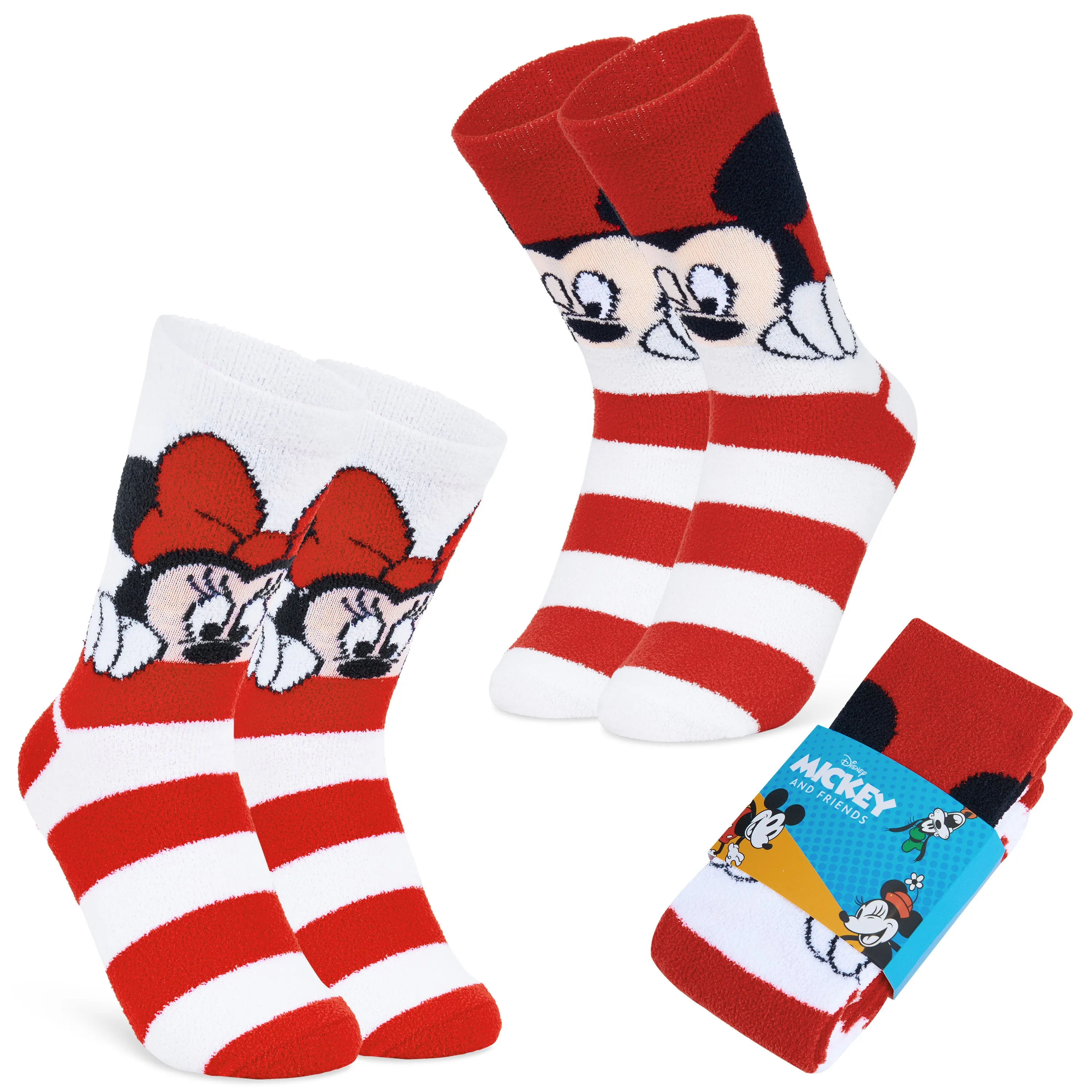 Disney Mickey Fluffy Socks, 2 Pack Fluffy Socks Non Slip Fleece Bed Socks