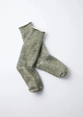 Double Face Crew Sock in Army Green