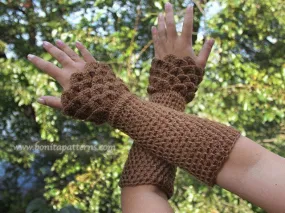 Dragon Gloves Crocodile Stitch Wristwarmers