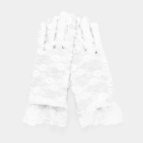 Dressy Floral Lace Wedding Gloves