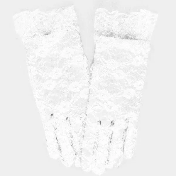 Dressy Floral Lace Wedding Gloves