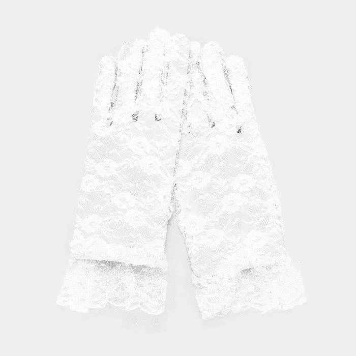 Dressy Floral Lace Wedding Gloves