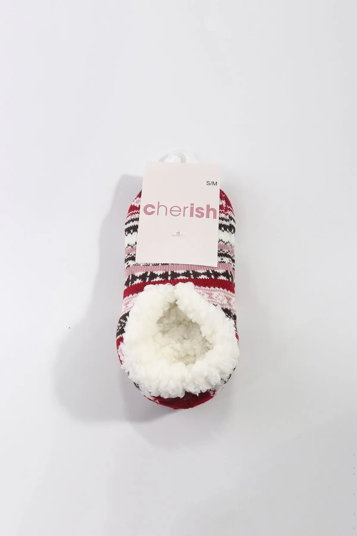 Fairisle Slipper Socks in Red