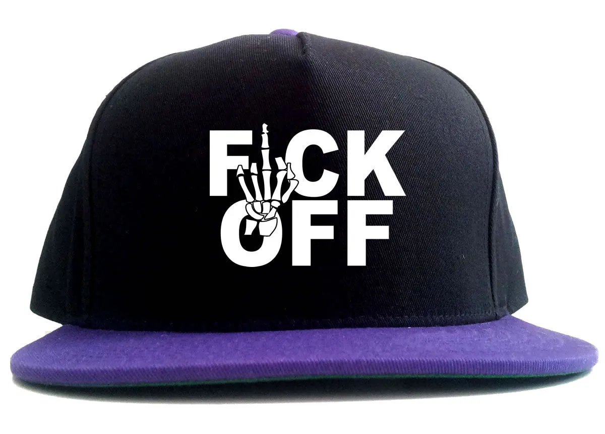 FCK OFF Skeleton Hand 2 Tone Snapback Hat