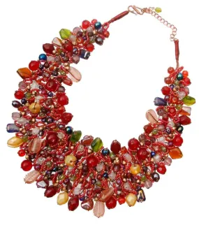 Flaming Gorgeous Beaded Bib Style Necklace