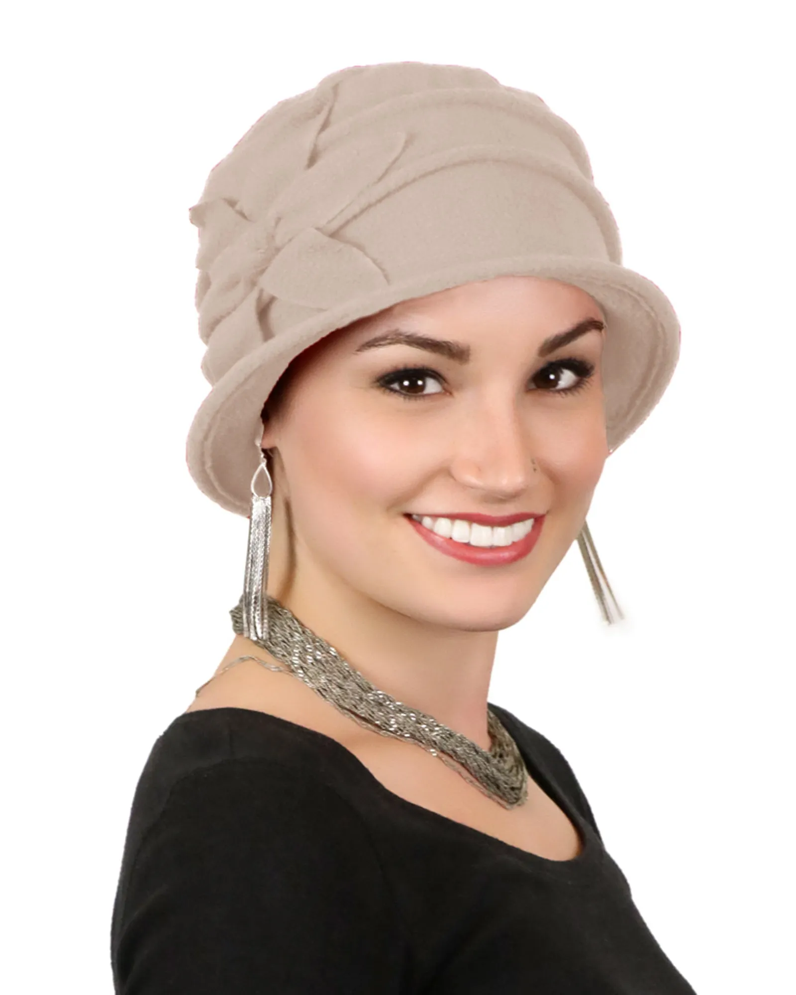 Fleece Flower Cloche Hat For Women Chemo Headwear