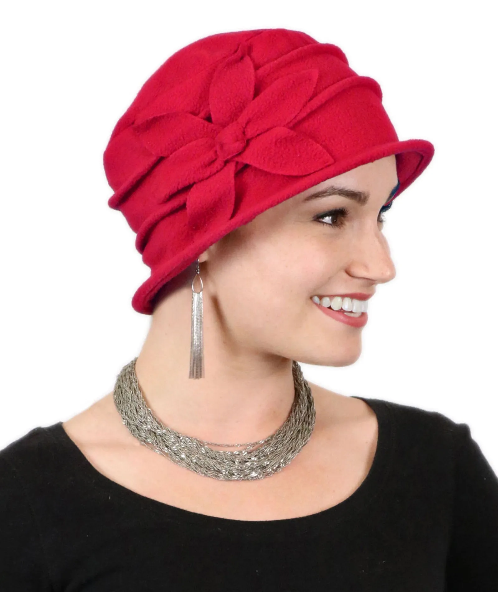 Fleece Flower Cloche Hat For Women Chemo Headwear