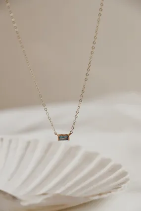 FLOATING AQUA CZ BAGUETTE NECKLACE