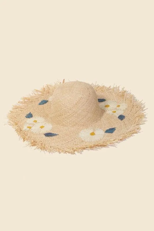 Flower Print Raffia Sun Hat