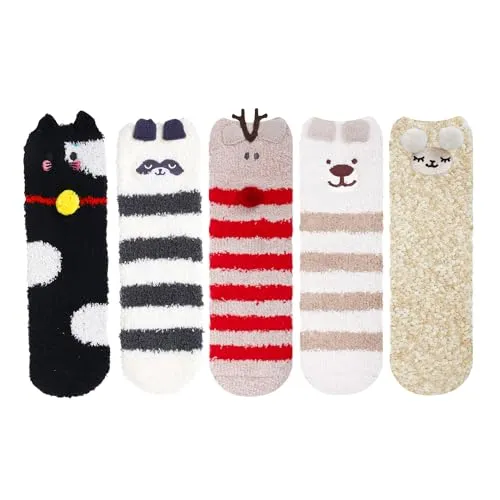 Funny Women Fuzzy Socks Girls Colorful Indoors Slipper Animal Socks for Women