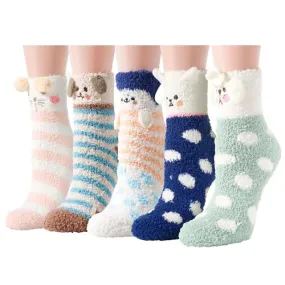 Fuzzy Socks for Women Girls Colorful Indoors Animal Slipper Socks,Cozy Gifts For Women