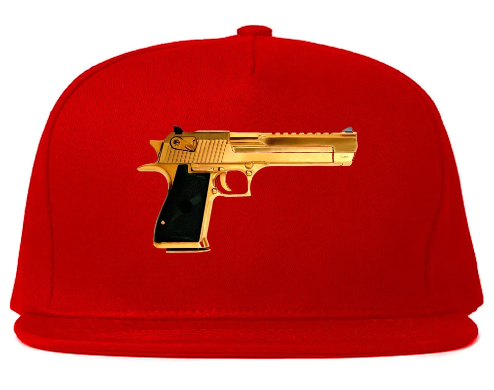 Gold Gun 9mm Revolver Chrome 45 Snapback Hat