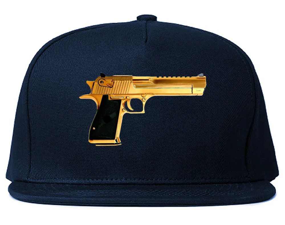 Gold Gun 9mm Revolver Chrome 45 Snapback Hat