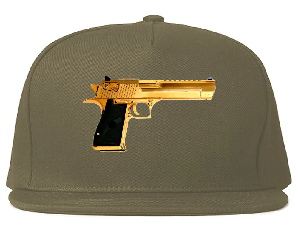 Gold Gun 9mm Revolver Chrome 45 Snapback Hat