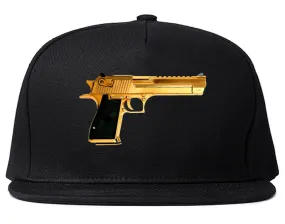 Gold Gun 9mm Revolver Chrome 45 Snapback Hat