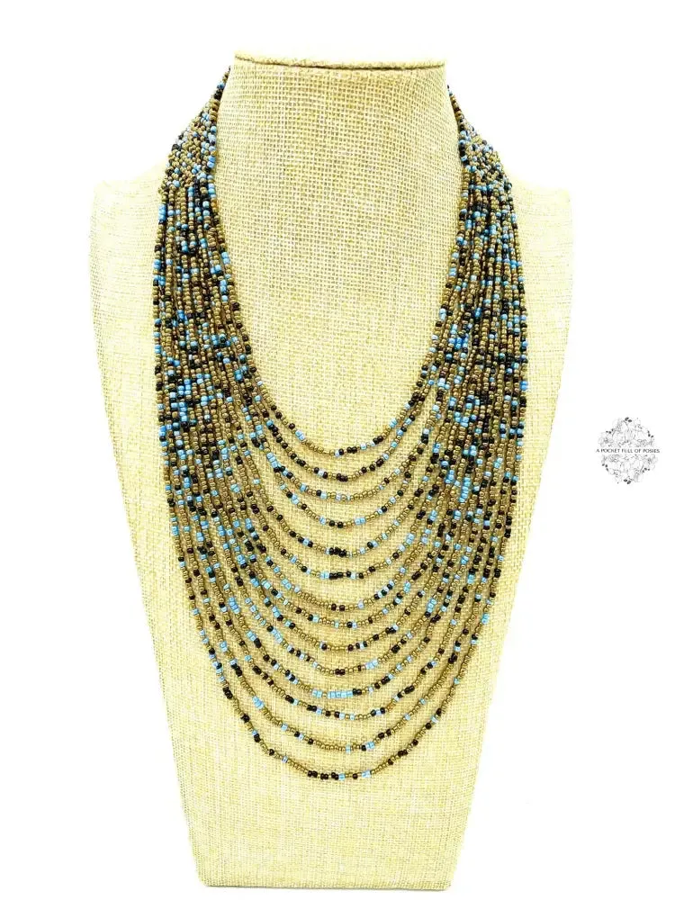 Hand beaded necklace from Ecuador | Multi-strand | Loop & Ball Closure | Eye-catching Design |