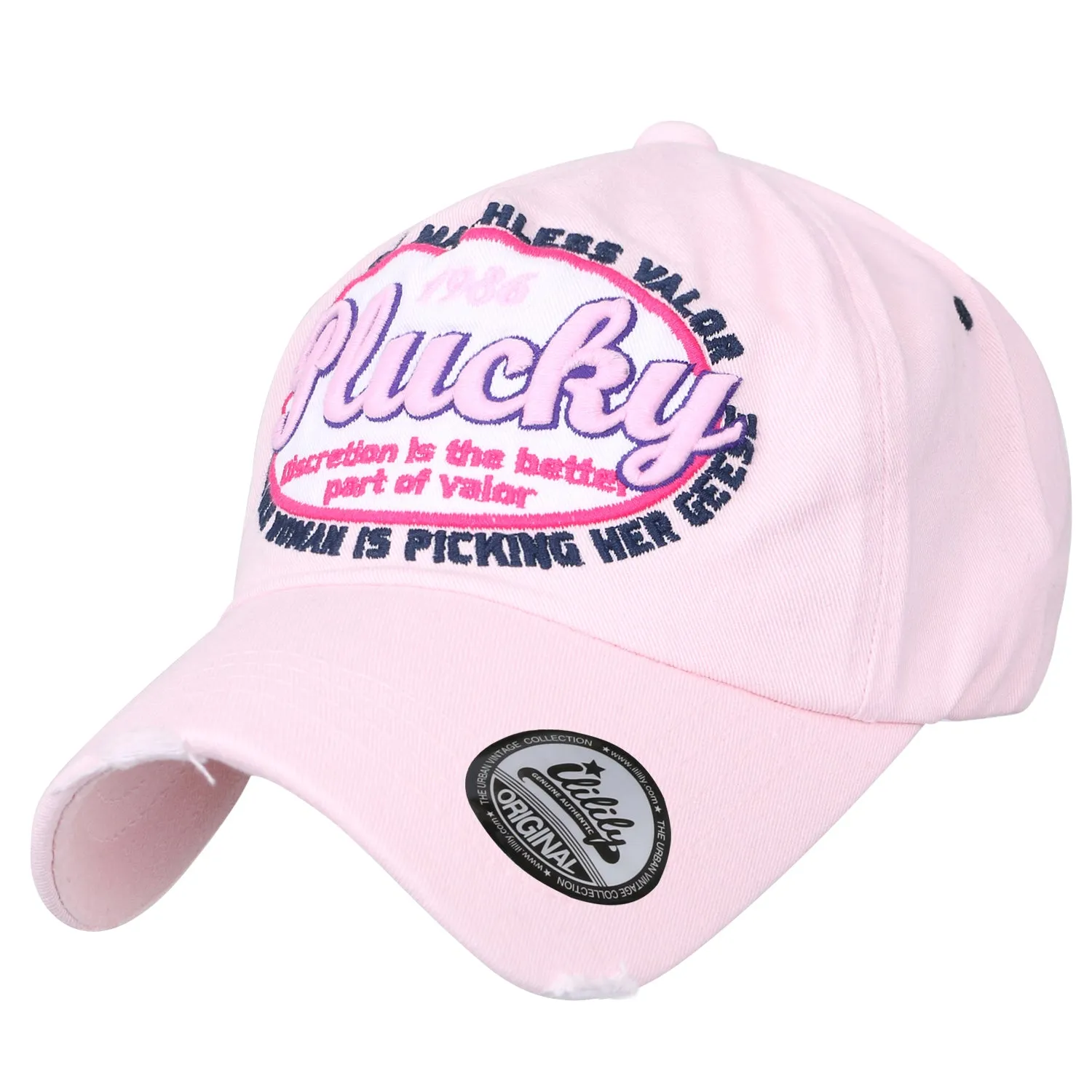 ililily Plucky Patch Distressed Vintage Cotton Baseball Cap Trucker Hat