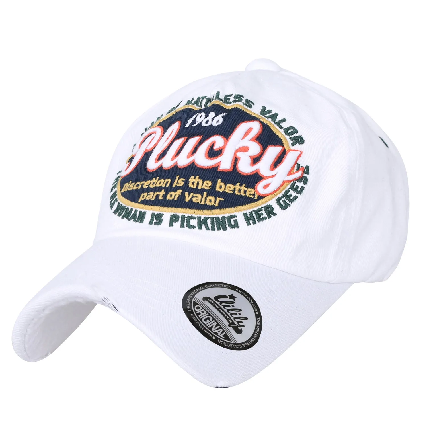 ililily Plucky Patch Distressed Vintage Cotton Baseball Cap Trucker Hat