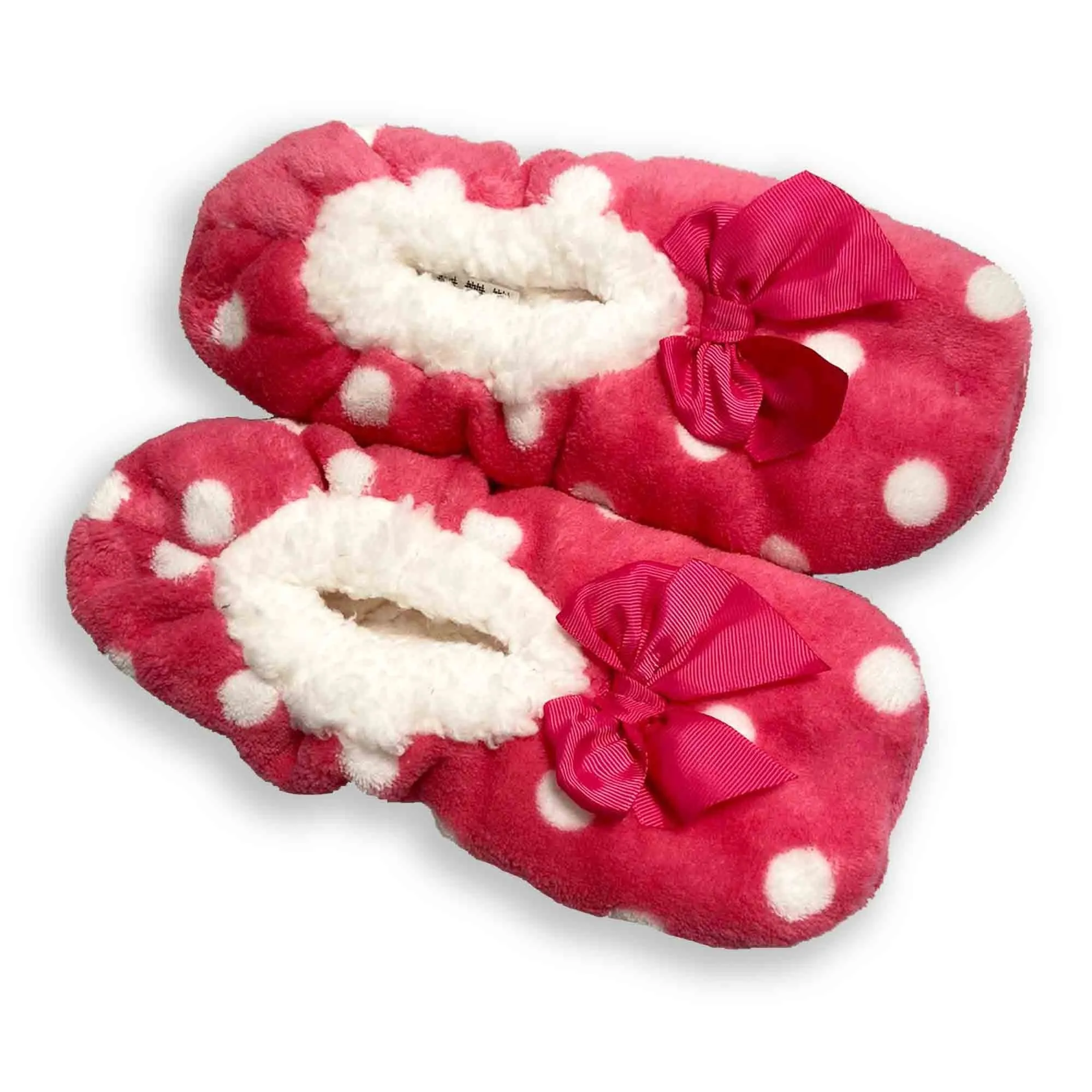 Ladies Pink and White Non Slip Ballerina Slippers