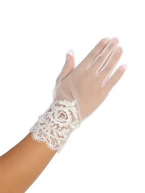 LMG Short White Communion Mesh Lace Gloves (2 sizes)