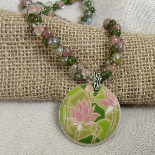 Lotus Blossom Handmade Artisan Bead Big Bold Pendant Necklace