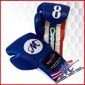 Mongkol boxing gloves Blue New design Thai Flag lace up gloves 12.oz