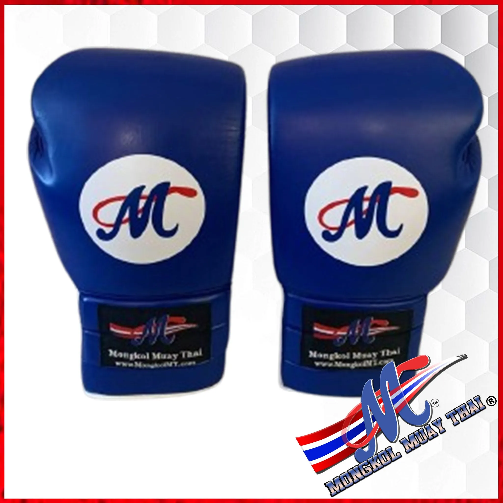 Mongkol boxing gloves Blue New design Thai Flag lace up gloves 12.oz