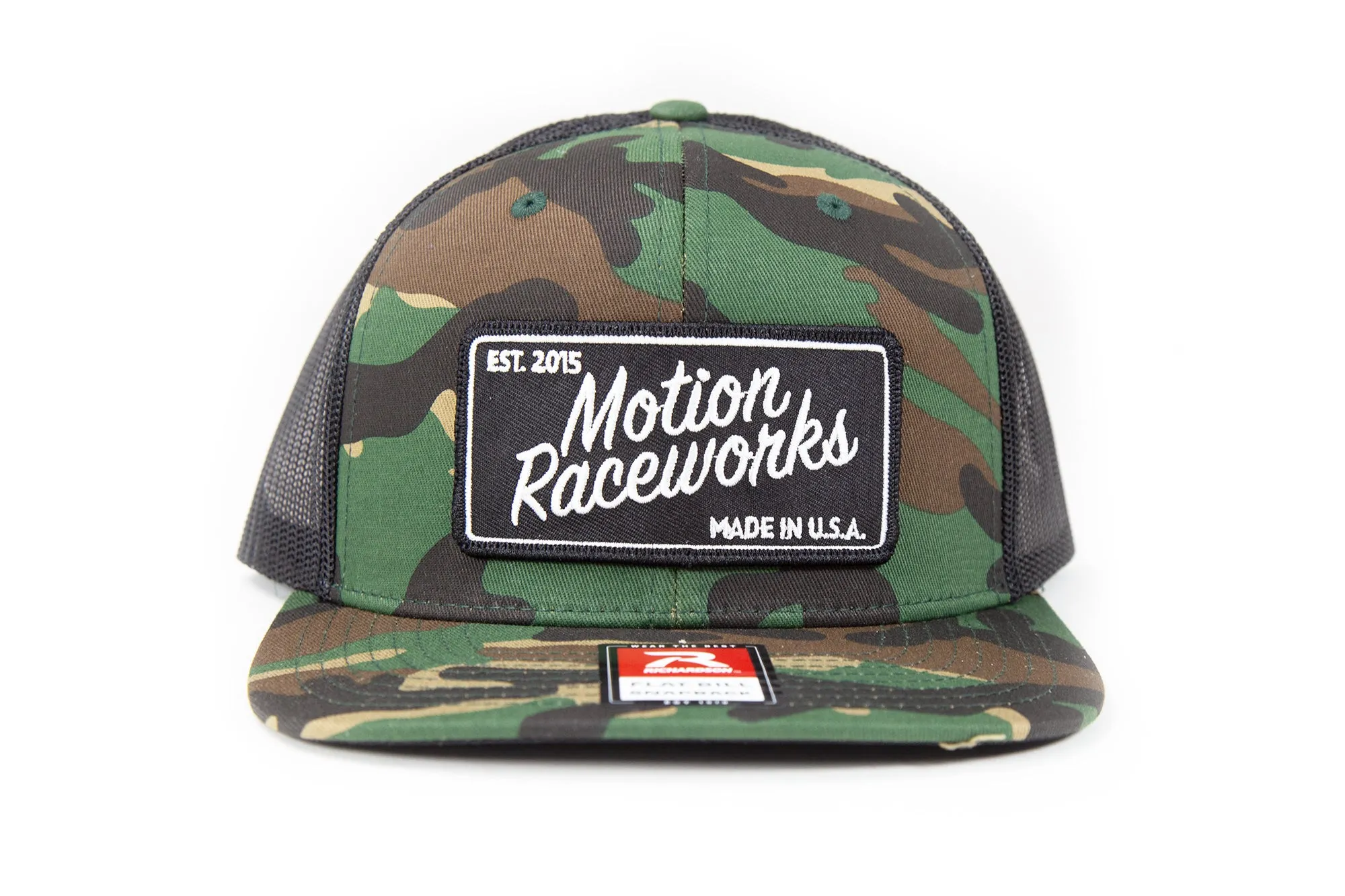 Motion Heritage Flat Bill Hat Green Camo/Black Snapback