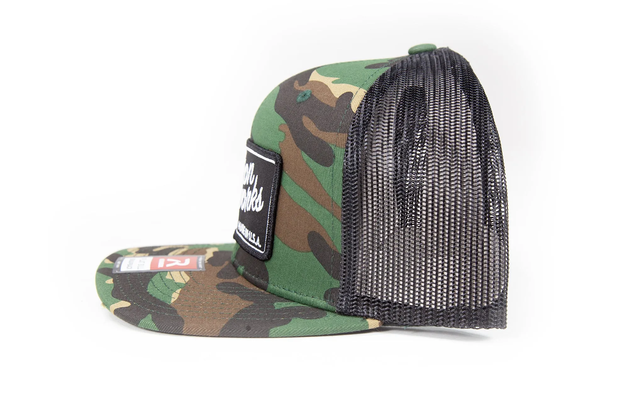 Motion Heritage Flat Bill Hat Green Camo/Black Snapback