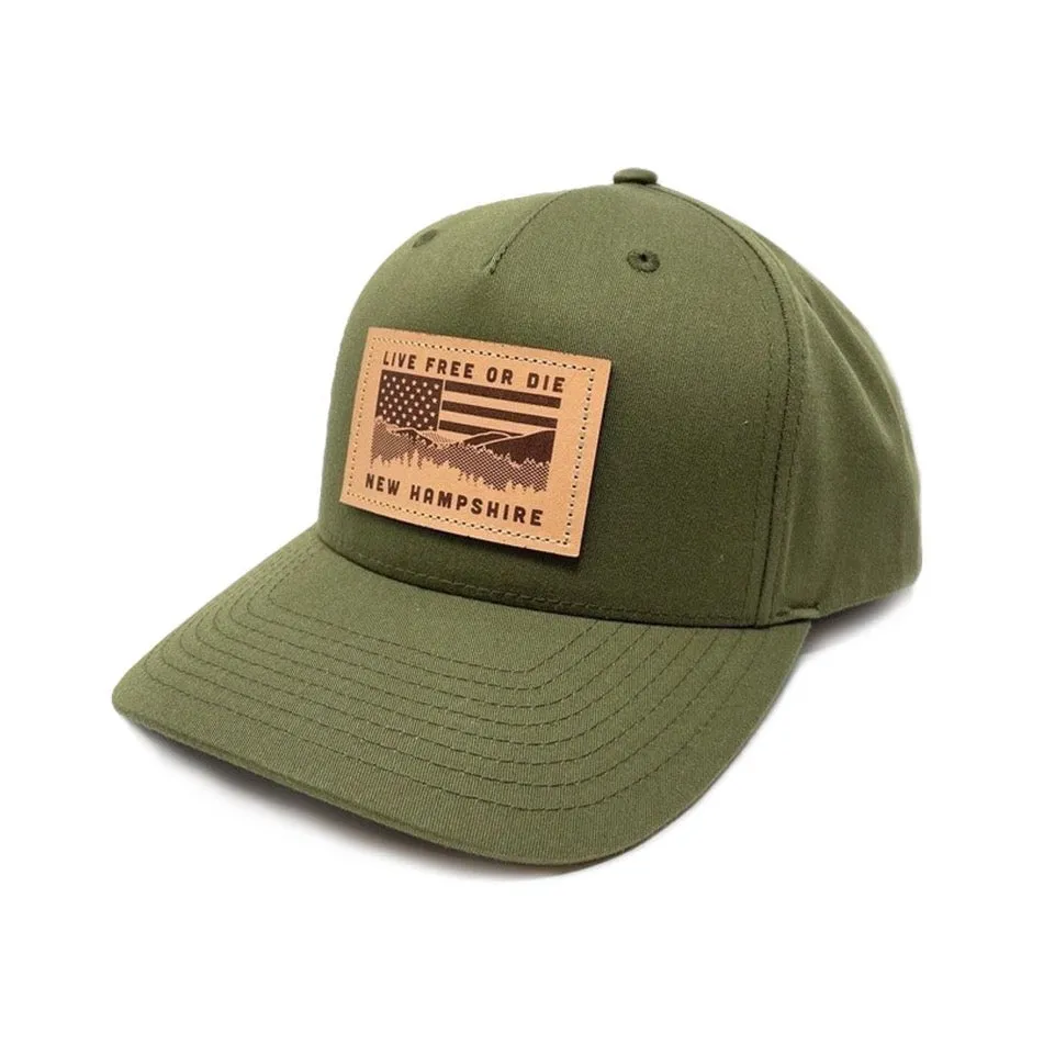 NH Flag & Mountain Cap- Army Green